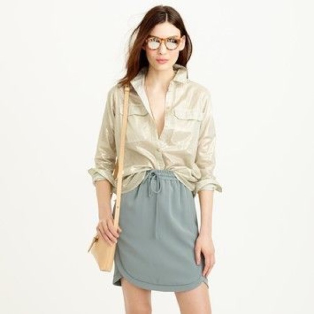J. Crew Gold Metallic Button-Down Shirt Size 10